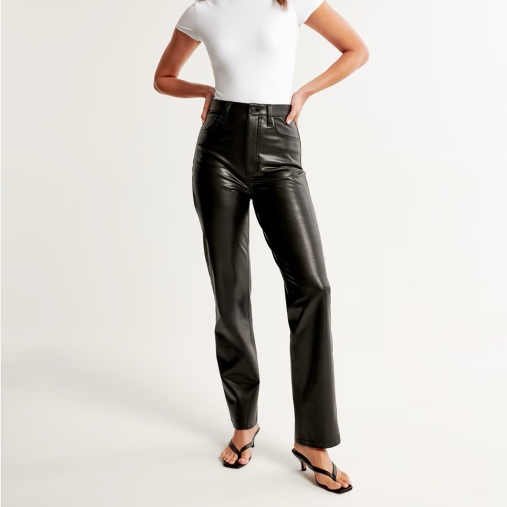 Abercrombie 90’s Straight Ultra High Rise Vegan Leather Pants